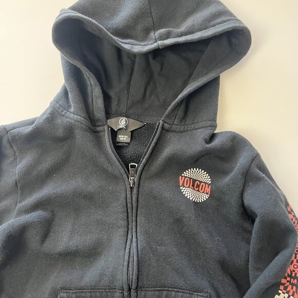 Kids 7 Black Volcom Zip up Hooded Sweater Jacket - Picture 2 of 6